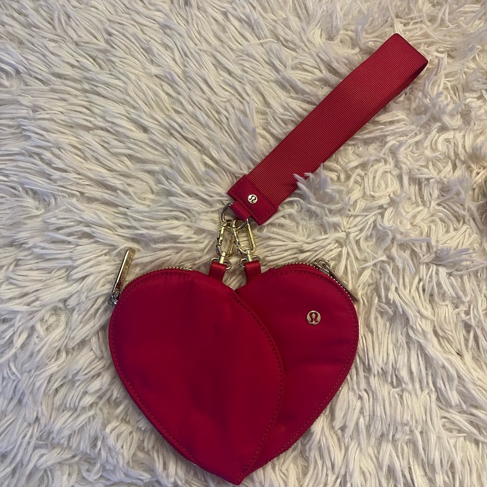 Lululemon Athletica Red Clutch Wristlet Heart Design